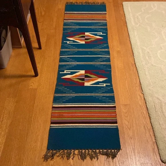 Otegas weaving shop runner Vintage blue purple orange red green white black (1)